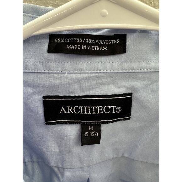 Architect Mens Shirt Size Medium 15-15 1/2 Blue Short Sleeve Button Up Collared - Picture 4 of 13